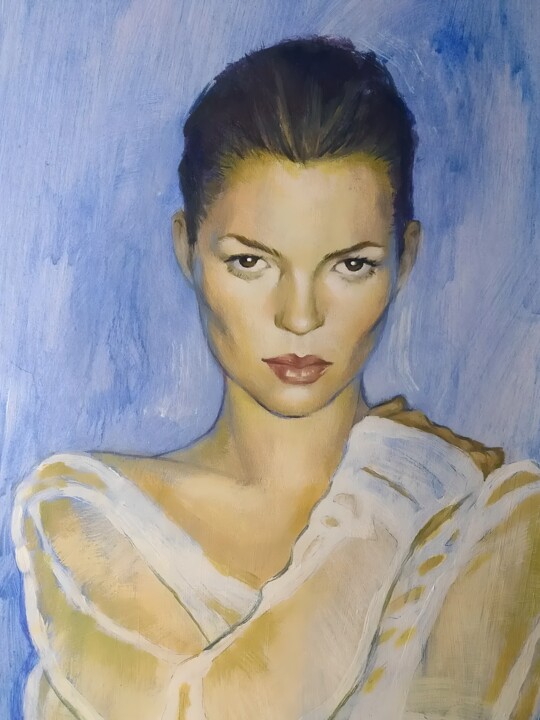 Drawing titled "Kate Moss" by Evgeniia Karpacheva, Original Artwork, Acrylic