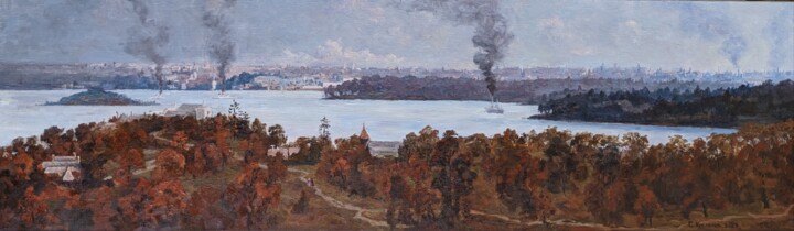 Painting titled "Sea Bay in Australia" by Evgenii Kislenko, Original Artwork, Oil