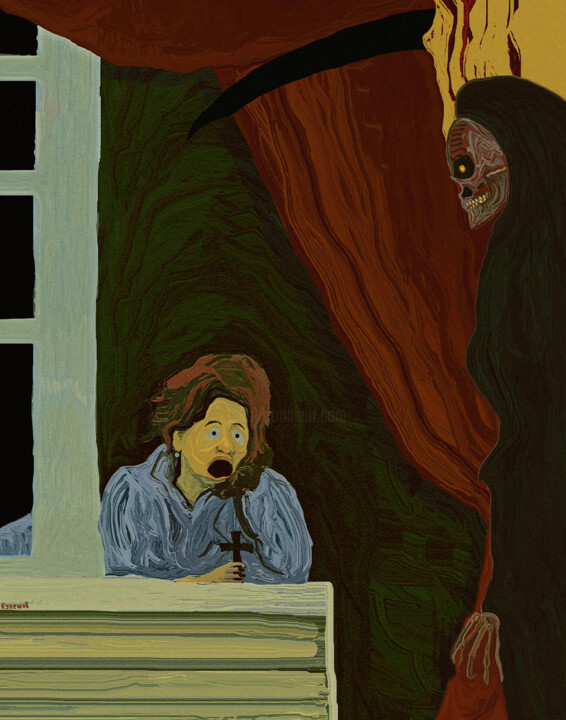 Arte digitale intitolato "Девушка и Смерть" da Evgenii Kuleshov, Opera d'arte originale, Pittura digitale