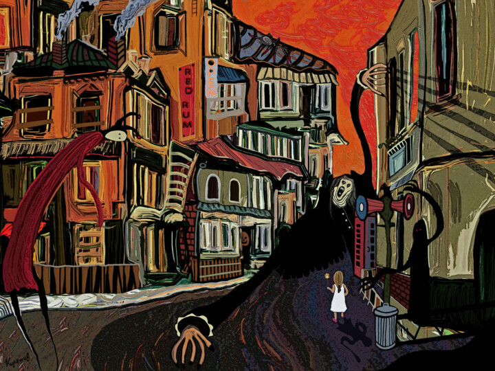 Цифровое искусство под названием "Город чудовищ" - Евгений Кулешов, Подлинное произведение искусства, Цифровая живопись