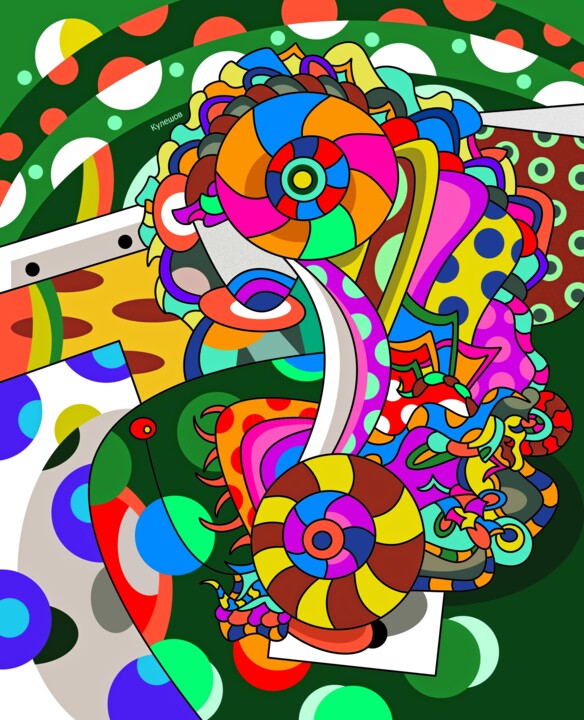 Цифровое искусство под названием "Линии -  кружочки" - Евгений Кулешов, Подлинное произведение искусства, Цифровая живопись