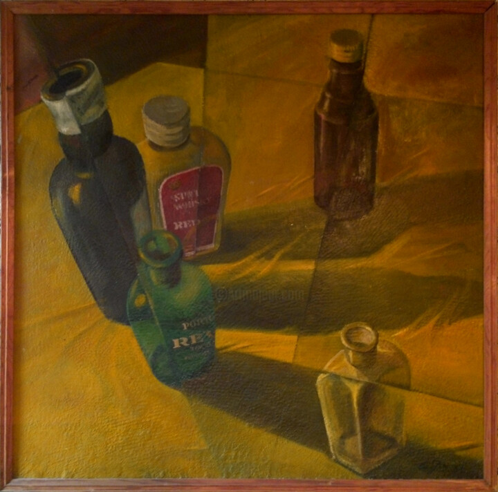 Painting titled "Натюрморт "Пустые б…" by Evgenii Stoev, Original Artwork, Oil