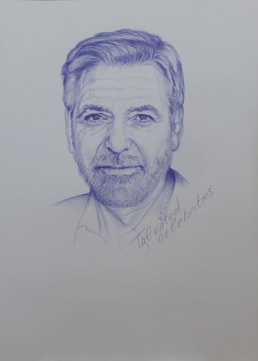 Drawing titled "портрет 7" by Evgeniy Roslavcev, Original Artwork, Ballpoint pen
