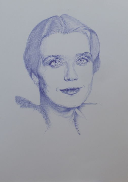 Drawing titled "портрет 22" by Evgeniy Roslavcev, Original Artwork, Ballpoint pen