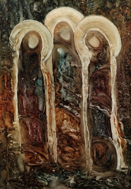 Pintura intitulada "Три возраста/Three…" por Evgeny Zakharov (Modern), Obras de arte originais, Óleo Montado em Armação em m…