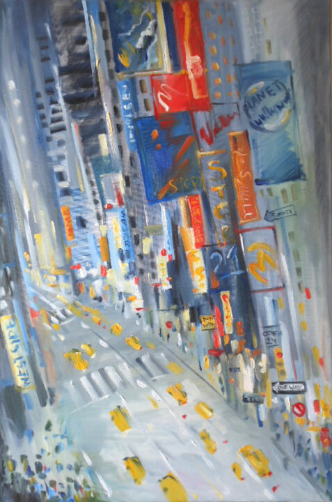 Painting titled "New York" by Evgeniya Ivanov, Original Artwork, Oil