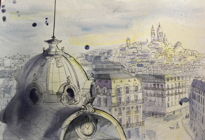 Malerei mit dem Titel "Paris" von Evgeniya Ivanov, Original-Kunstwerk, Aquarell