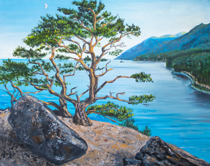 Painting titled "Peschanaya Bay, Bai…" by Evgeniya Zragevskaya, Original Artwork, Oil Mounted on Wood Panel