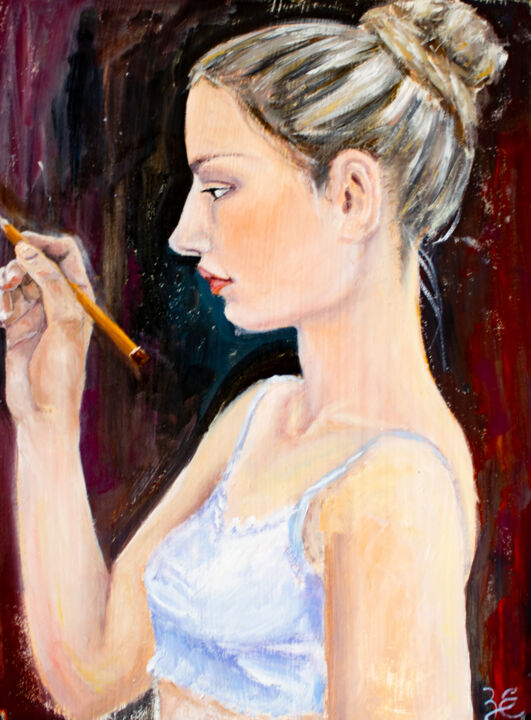 Картина под названием "Young artist" - Evgeniya Zragevskaya, Подлинное произведение искусства, Масло