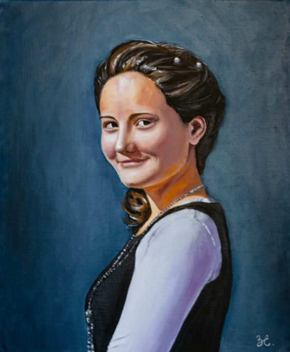 Painting titled "Portrait of a young…" by Evgeniya Zragevskaya, Original Artwork, Oil