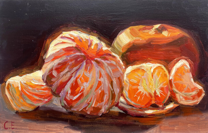 Painting titled "Bright Tangerines" by Evgeny Chernyakovsky, Original Artwork, Oil