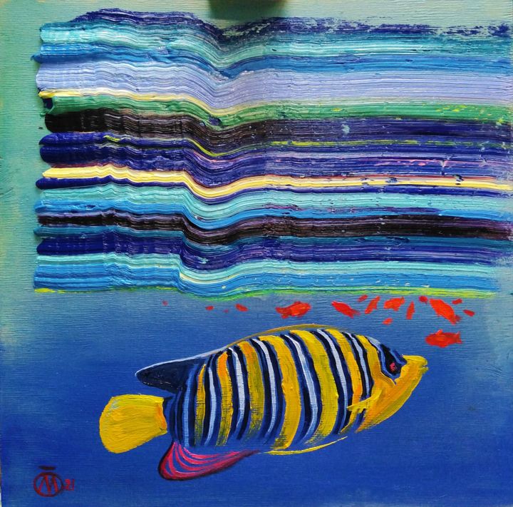 Картина под названием "Море1." - Evgeny Kovalchuk, Подлинное произведение искусства, Масло