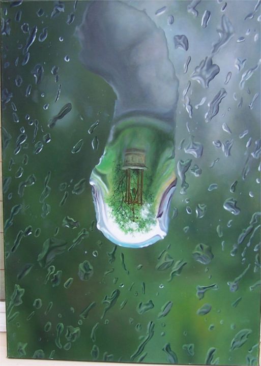 Painting titled "La goutte de pluie…" by Evgeny Titov, Original Artwork, Oil