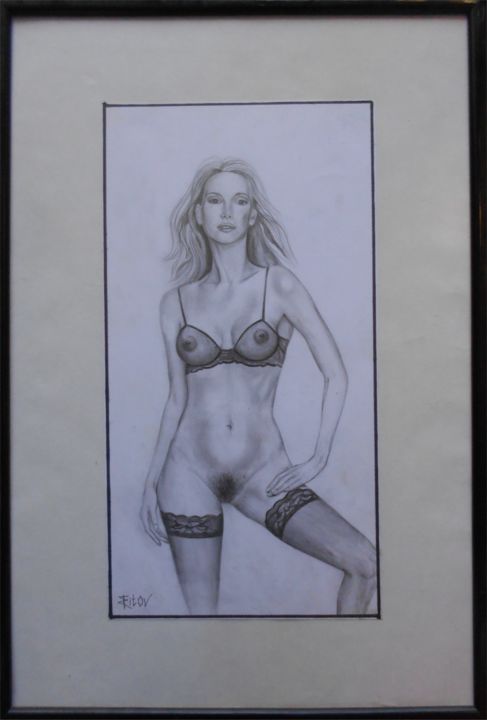 Drawing titled "Nue" by Evgeny Titov, Original Artwork
