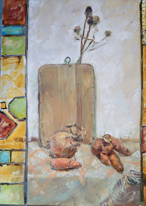Painting titled "Crafty Carrots | Хи…" by Evgenya Severskaya, Original Artwork, Oil
