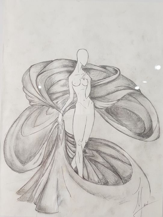 Disegno intitolato "Sandrine" da Evguéni Simtchenko, Opera d'arte originale, Matita