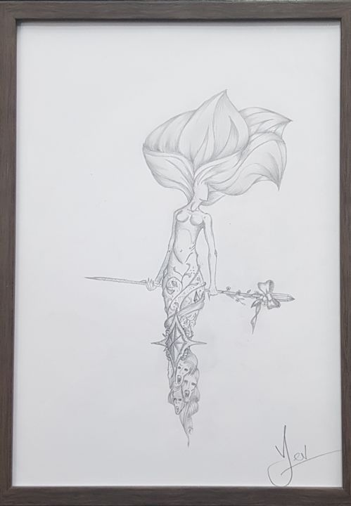 Dessin intitulée "La jolie broche" par Evguéni Simtchenko, Œuvre d'art originale, Crayon