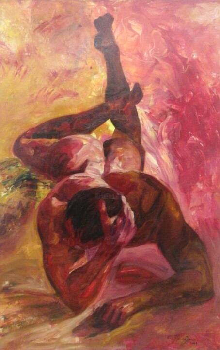 Ζωγραφική με τίτλο "Nude" από Evi Panteleon, Painter, Αυθεντικά έργα τέχνης, Λάδι