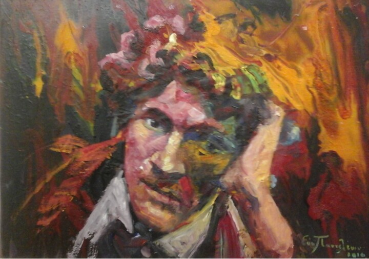 Картина под названием "Famous Artists, Por…" - Evi Panteleon, Painter, Подлинное произведение искусства, Масло