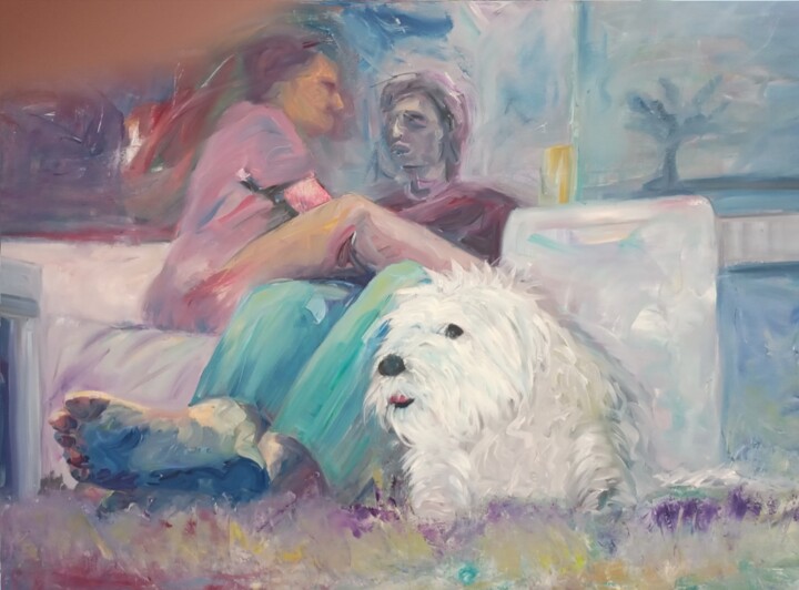 Ζωγραφική με τίτλο "2. Stay Home - Stay…" από Evi Panteleon, Painter, Αυθεντικά έργα τέχνης, Λάδι