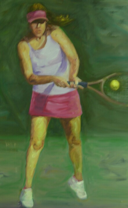 Painting titled "Tennis in Art: FORH…" by Evi Panteleon, Painter, Original Artwork, Oil