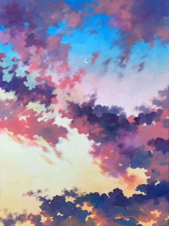 Painting titled "Elusive Sunset" by Elena Weinstadt, Original Artwork, Acrylic
