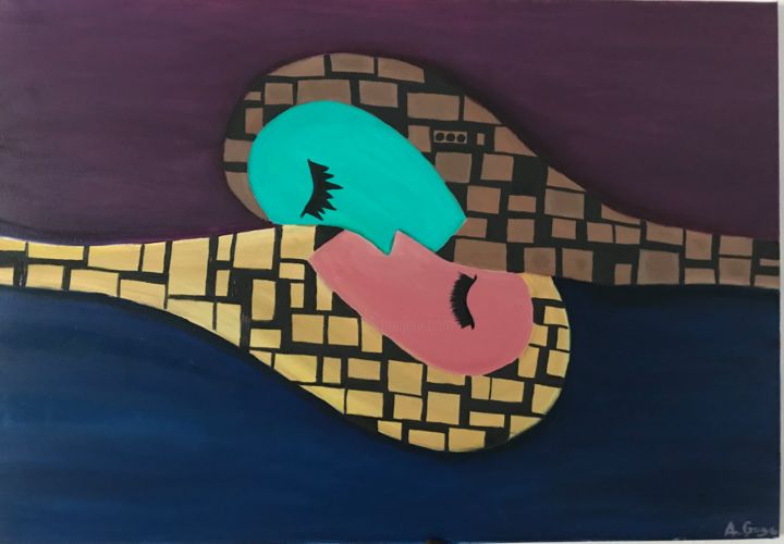 Картина под названием "The Real Kiss" - Evitakoka, Подлинное произведение искусства, Масло