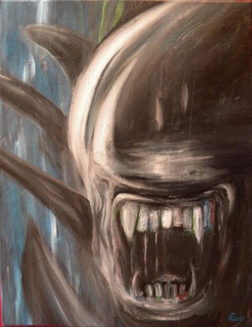 Peinture intitulée "Alien 1" par Evy Lezynski, Œuvre d'art originale