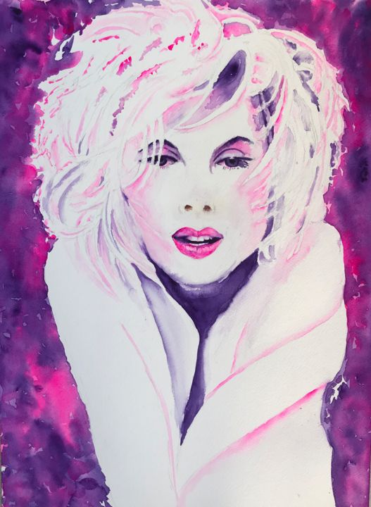 Pittura intitolato "Pink Lady" da Ewa Helzen, Opera d'arte originale, Acquarello