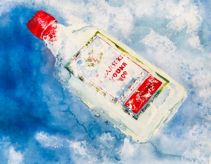 Painting titled "Chilled" by Ewa Helzen, Original Artwork, Watercolor