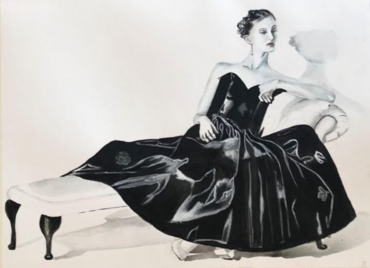 Картина под названием "Style icon" - Ewa Helzen, Подлинное произведение искусства, Акварель