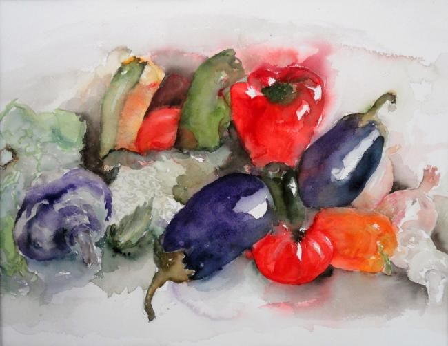 Картина под названием "Vegetables" - Ewa Helzen, Подлинное произведение искусства