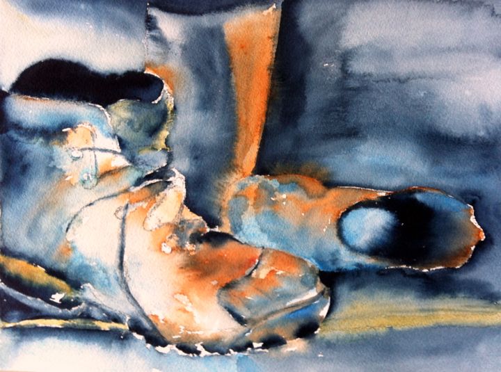 Painting titled "Old shoes" by Ewa Helzen, Original Artwork