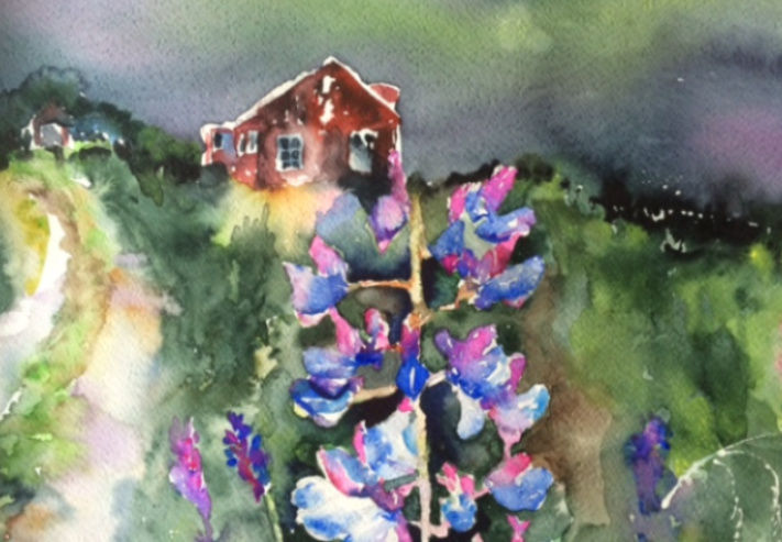 Painting titled "a-house-in-the-coun…" by Ewa Helzen, Original Artwork