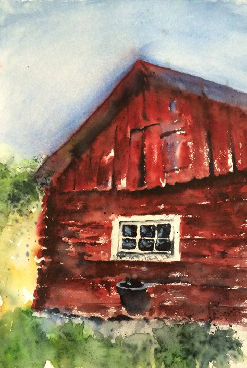 Painting titled "An old stable.jpg" by Ewa Helzen, Original Artwork