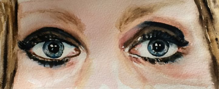Pittura intitolato "eyes.jpg" da Ewa Helzen, Opera d'arte originale, Acquarello