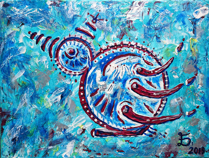 Painting titled "Blue Bird - Blue Me…" by Ewa Duraszyńska, Original Art, Acrylic