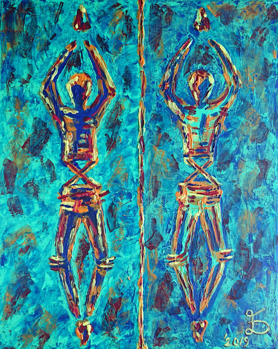 Painting titled "My Space is Your Sp…" by Ewa Duraszyńska, Original Art, Acrylic