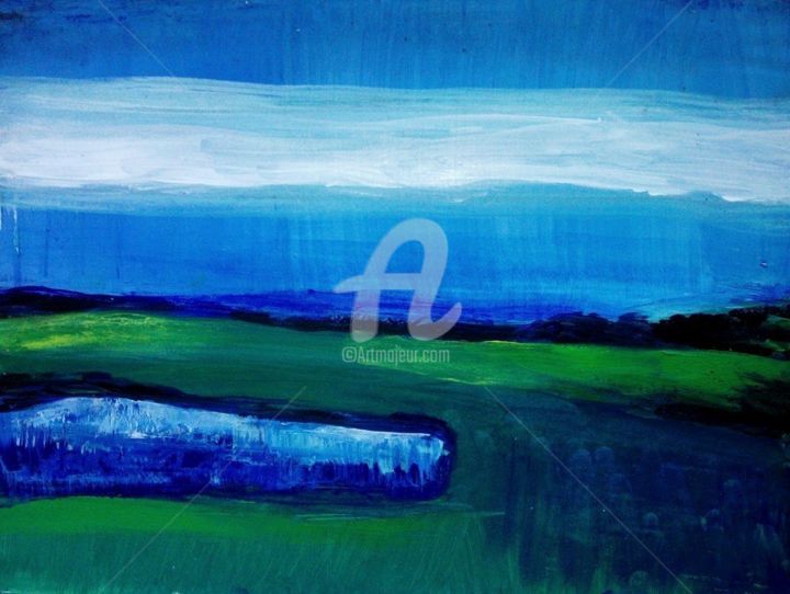 Peinture intitulée "le grand Azur 103" par Ewa Held, Œuvre d'art originale, Acrylique