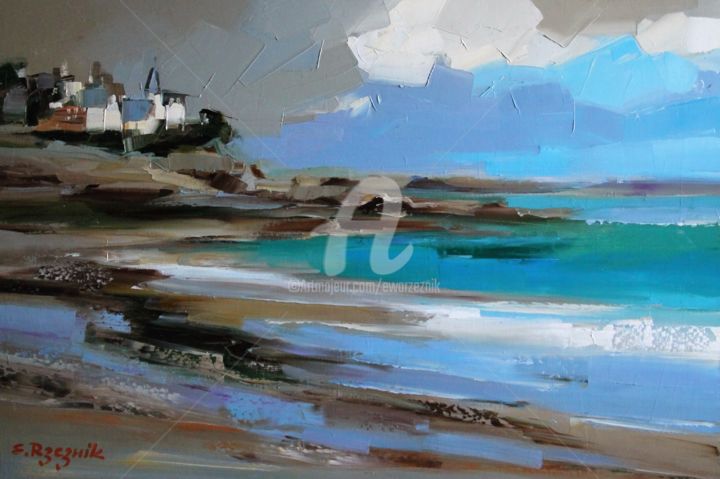 Painting titled "Dinard" by Ewa Rzeznik, Original Artwork, Oil