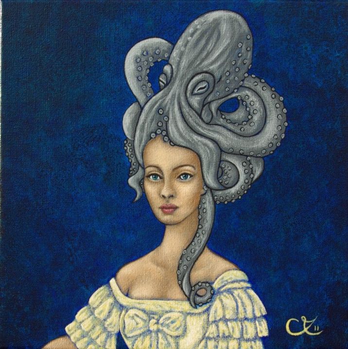 Painting titled "La petite Poulpadour" by Céline Excoffon, Original Artwork