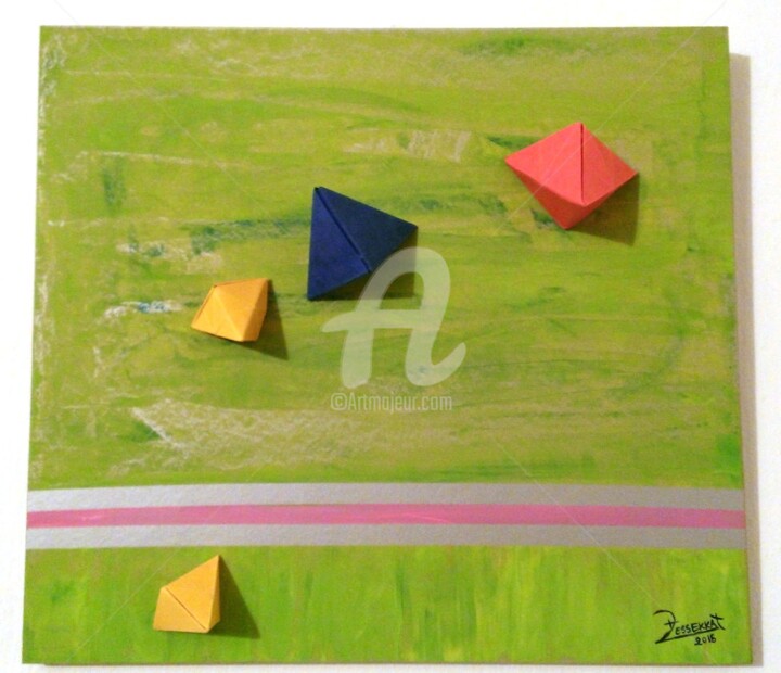 Pintura titulada "Arborescence Origam…" por Exozigprint, Obra de arte original, Acrílico