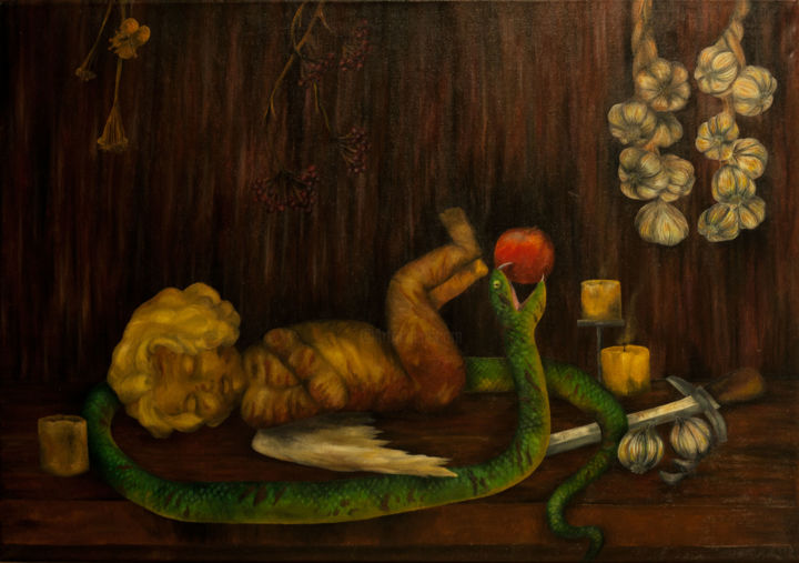 Pintura intitulada "Искушение" por Anna Baranova, Obras de arte originais, Óleo