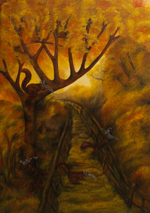 Painting titled "Игры в прятки" by Анна Баранова, Original Art, Oil