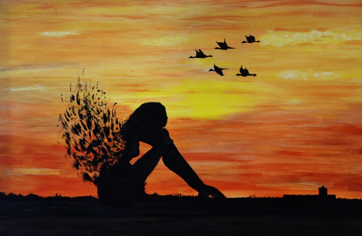 Painting titled "Final Freedom" by Expressions, Original Artwork, Acrylic