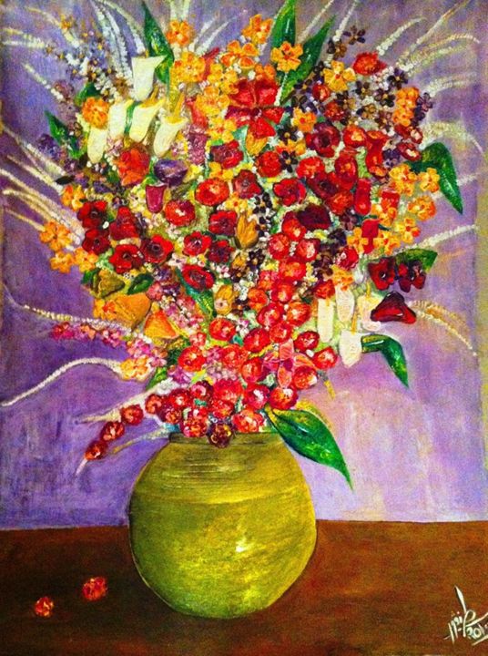 Painting titled "flowers.jpg" by Eya Tangour, Original Artwork, Acrylic