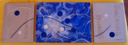 Painting titled "ONDES BLEUES" by Véronique Eychenne, Original Artwork