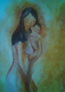 Painting titled "" Mother and Child "" by Eyeshadow, Original Artwork