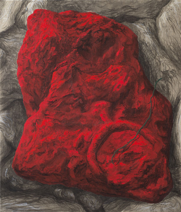 Malerei mit dem Titel "Roc rouge 8" von Etienne Eymard Duvernay, Original-Kunstwerk, Acryl