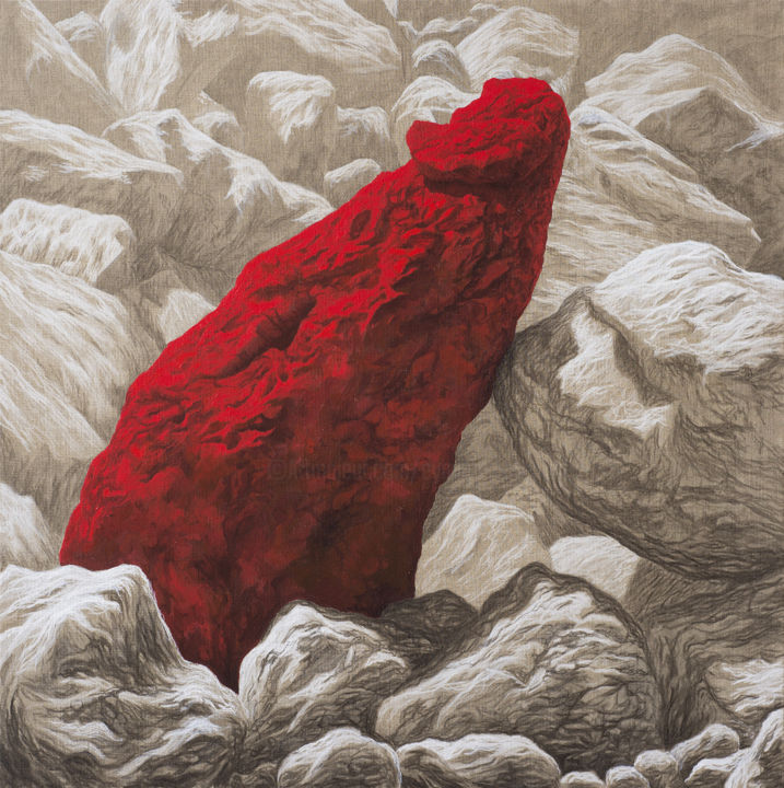 Pittura intitolato "Roc rouge 10" da Etienne Eymard Duvernay, Opera d'arte originale, Acrilico